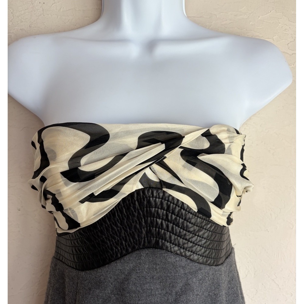 Vintage Y2K Emilio Pucci Silk Leather Wool Strapless Mini Dress NWT IT 38 US XS - Picture 8 of 14